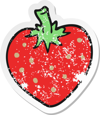 Bir insan tarafından çizilmiş karikatür çileğinin sıkıntılı çıkartması.