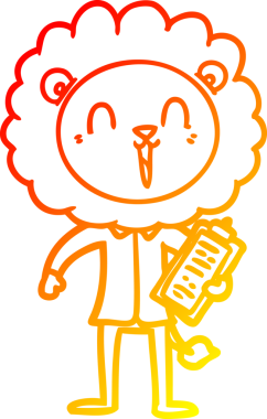 Bir insan tarafından çizilmiş gülen aslan karikatürü.