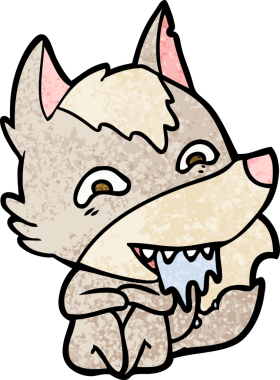 Bir insan tarafından çizilmiş aç kurt çizgi filmi.