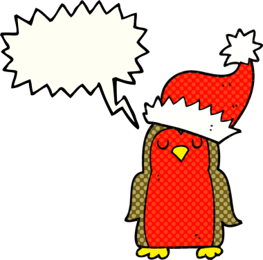 Bir insan tarafından çizilmiş serbest çizilmiş çizgi roman konuşma balonu, noel robini.