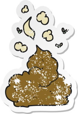 Bir insan tarafından çizilmiş iğrenç bir çizgi filmin gerilimli retro yapıştırması.