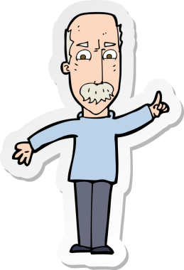 Bir insan tarafından çizilmiş sert bir uyarı yayınlayan bir karikatürist çıkartması.