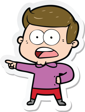 Bir insan tarafından çizilmiş bir karikatür çıkartması.