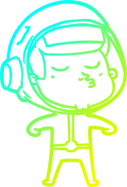 Bir insan tarafından çizilmiş kendinden emin bir astronotun soğuk çizgi çizimi.