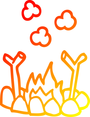 Bir insanın çizdiği karikatür kamp ateşinin sıcak çizgi çizgisi.