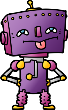 Bir insan tarafından çizilmiş çizgi film robotu