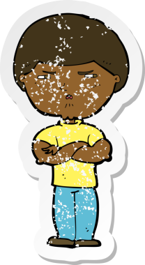 Bir insan tarafından çizilmiş huysuz bir karikatürün gerilimli yapıştırması.