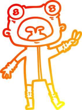 Bir insan tarafından çizilen garip uzaylı çizgi filminin sıcak gradyan çizimi