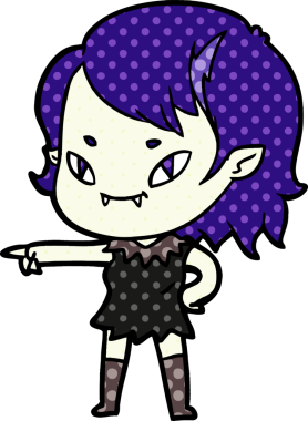 Bir insan tarafından çizilmiş çizgi film dostu vampir kız.