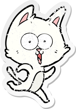 Bir insan tarafından çizilmiş komik bir çizgi film kedisinin sıkıntılı çıkartması.