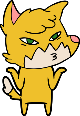 Bir insan tarafından çizilmiş akıllı çizgi film tilkisi.