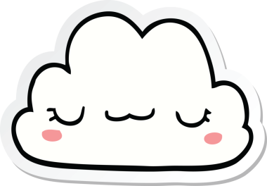 Bir insan tarafından çizilmiş şirin bir karikatür bulutunun çıkartması.