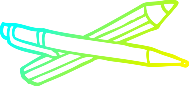 Bir insan tarafından çizilmiş bir çizgi film karakteri ve kalemin soğuk eğimli çizimi