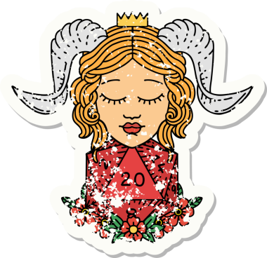 Bir insan tarafından çizilmiş doğal 20 d20 zarlı kartonpiyerin grunge çıkartması.