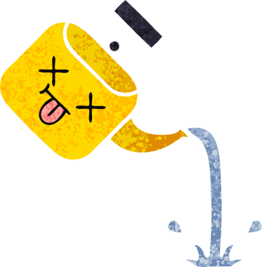 Bir insan tarafından çizilmiş bir çaydanlığın retro çizim tarzı karikatürü