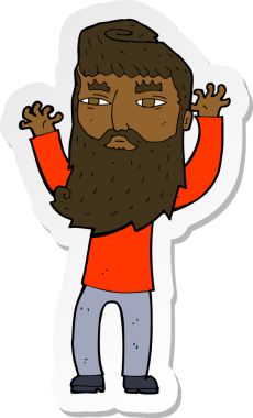 Bir insan tarafından çizilmiş, sakallı bir adamın çıkartması.