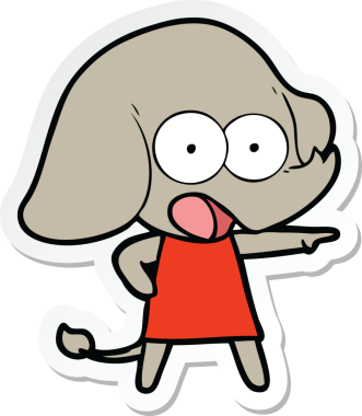 Bir insan tarafından çizilmiş şirin bir fil çıkartması.