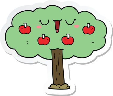 Bir insan tarafından çizilmiş elma ağacının çıkartması.