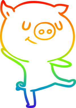 gökkuşağı gradyan çizimi mutlu çizgi domuz çizimi bir insan tarafından çizilmiş