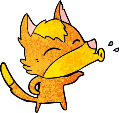 Bir insan tarafından çizilmiş tilki çizgi film karakteri