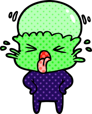 Bir insan tarafından çizilmiş garip bir uzaylı çizgi filmi.