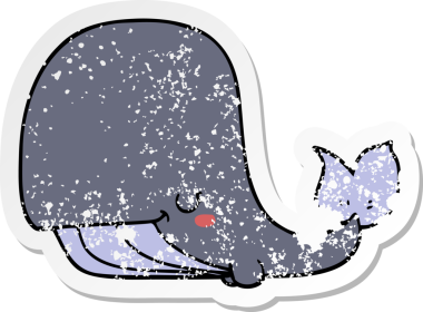 Bir insan tarafından çizilmiş karikatür balinasının sıkıntılı çıkartması.