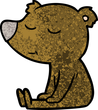 Bir insan tarafından çizilmiş mutlu çizgi film ayısı.