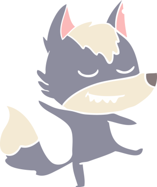 Bir insan tarafından çizilmiş düz renk çizgi film kurt dengesi