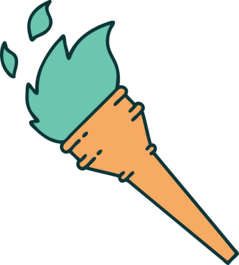 Bir insan tarafından çizilmiş bir meşalenin ikonik dövme şekli