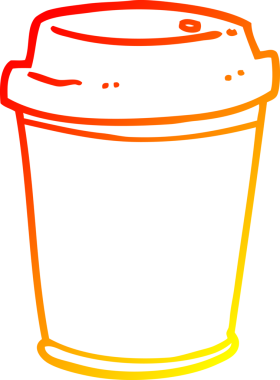 Bir insan tarafından çizilmiş çizgi film kahve fincanının sıcak gradyan çizimi