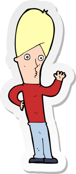 Bir insan tarafından çizilmiş bir karikatür adamın çıkartması.