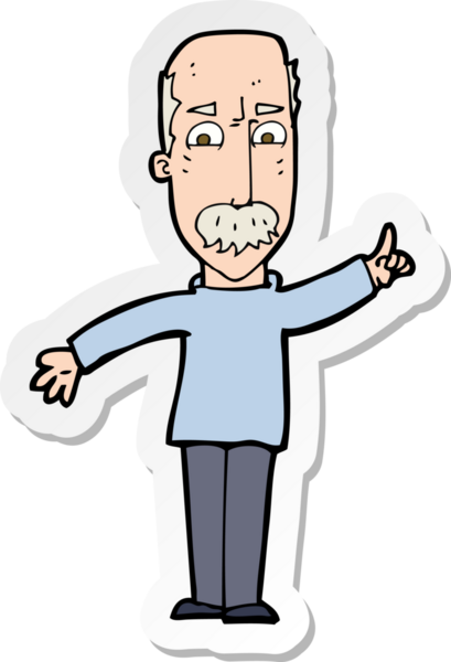 Bir insan tarafından çizilmiş sert bir uyarı yayınlayan bir karikatürist çıkartması.