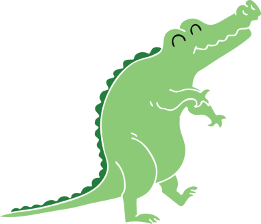 Bir insan tarafından çizilmiş garip çizgi film timsahı.