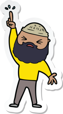 Bir insan tarafından çizilmiş sakallı bir karikatür adamın çıkartması.