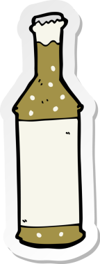 Bir insan tarafından çizilmiş karikatür bira şişesinin etiketi.