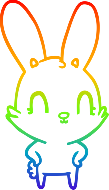 Gökkuşağı gradyan çizgisi. Bir insan tarafından çizilmiş şirin bir tavşan çizimi.