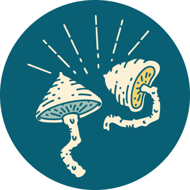 Bir insan tarafından çizilmiş dövme stili mantarların simgesi