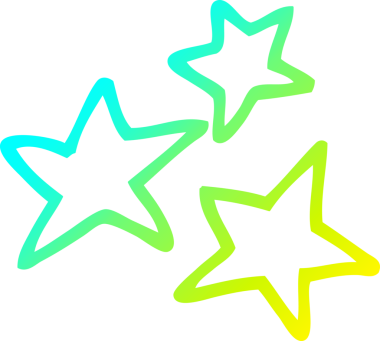 Bir insan tarafından çizilen sarı yıldızların soğuk gradyan çizgileri