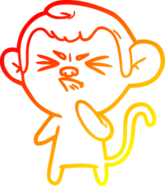 Bir insan tarafından çizilmiş kızgın bir maymunun sıcak çizgi çizimi