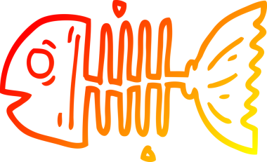 Bir insan tarafından çizilmiş balık kemiklerinin sıcak çizgi çizimi