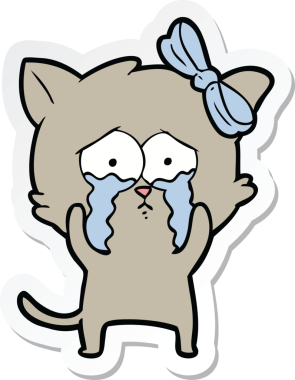 Bir insan tarafından çizilmiş çizgi film kedisinin çıkartması.