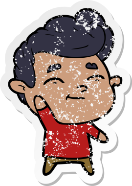 Bir insan tarafından çizilmiş mutlu bir çizgi film karakterinin sıkıntılı çıkartması.