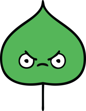 Bir insan tarafından çizilmiş dışavurumsal yaprağın sevimli karikatürü.