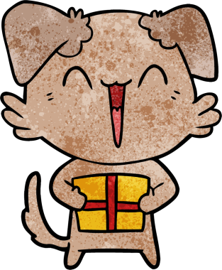 Bir insan tarafından çizilmiş mutlu küçük bir çizgi film köpeği.