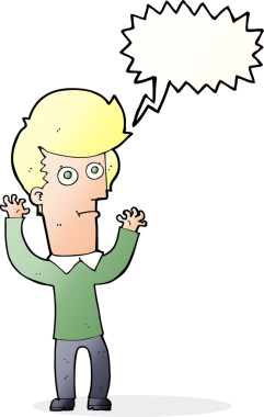 Bir insan tarafından çizilen konuşma baloncuğuyla adamı şok eden çizgi film.