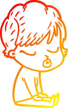 Bir insan tarafından çizilmiş gözleri olan çizgi film kadını çizimi.