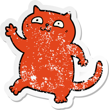 Bir insan tarafından çizilmiş karikatür bir kedinin sıkıntılı çıkartması.