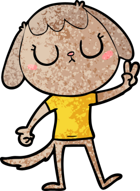 Bir insan tarafından çizilmiş şirin bir çizgi film köpeği.