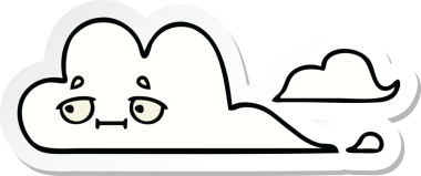 Bir insan tarafından çizilmiş şirin beyaz bulut etiketi.