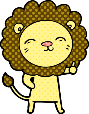 Bir insan tarafından çizilmiş çizgi film aslanı.